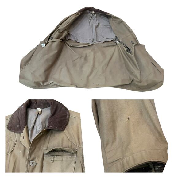 Vintage 50s Hunting Field Jacket Brown Canvas Workwear Coat / Medium - - Picture 4 of 4